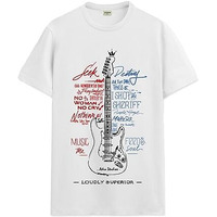 Adro Guitar Design Printed T-Shirt For Men - 100% Cotton, Regular Fit, Soft Breathable Fabric. (Rn23-M-Gtr-Wh_White_2Xl)