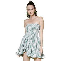 Oomph! Women's Western & Fusion Wear Smocked Mini Dress For Women Western, Green - Md934