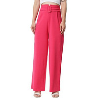 Kotty Women Regular Length Rose Pink Solid Trousers(Rose Pink,28)