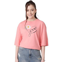 Kotty Women's Cotton Blend Printed Oversized T-Shirts