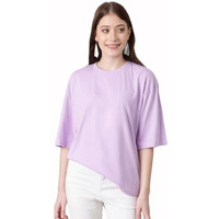 Kotty Women's Cotton Blend Solid Oversized T-Shirts