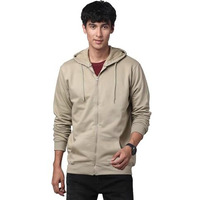 Adro Mens Cotton Solid Zipper Hoodie Sweatshirts (Zh23-Pln-Be_Beige_L)