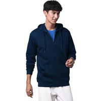 Adro Mens Cotton Solid Zipper Hoodie Sweatshirts (Zh23-Pln-Nb_Navy_S)