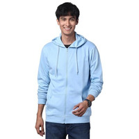 Adro Mens Cotton Solid Zipper Hoodie Sweatshirts (Zh23-Pln-Sk_Skyblue_M)
