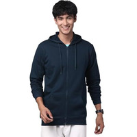 Adro Mens Cotton Solid Zipper Hoodie Sweatshirts (Zh23-Pln-Sb_Teal_Xl)