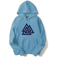 Adro Men's Cotton Neck Hooded Sweatshirt (H21-M-Tkt-Sk_Skyblue_L)