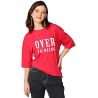 Kotty Women's Cotton Blend Printed Oversized T-Shirts