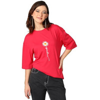 Kotty Women's Cotton Blend Printed Oversized T-Shirts