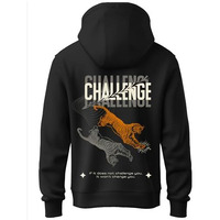 Adro Mens Abstract Design Backside Printed Hoodies In Premium Cotton Fleece 340 Gsm (H23-M-Chl-Bl_Black_M)