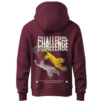 Adro Mens Abstract Design Backside Printed Hoodies In Premium Cotton Fleece 340 Gsm (H23-M-Chl-Mr_Maroon_2Xl)