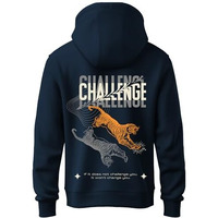 Adro Mens Abstract Design Backside Printed Hoodies In Premium Cotton Fleece 340 Gsm (H23-M-Chl-Nb_Navy_S)