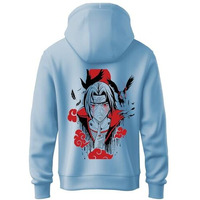Adro Mens Hoodies With Itachi Uchiha Anime Backside Printed, 100% Cotton 340Gsm. (H23-M-Ita-Sk_Skyblue_S)