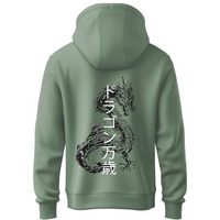 Adro Mens Hoodies With Hail The Dragon Puff Backside Printed, 100% Cotton 340Gsm. (H23-M-Dra-Pt_Pista_Xl)