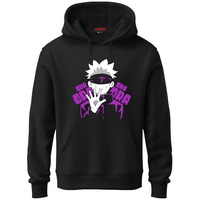 Adro Mens Hoodies With Jujutsu Kaisen Ora Ora Anime Printed, 100% Cotton 340Gsm. (H23-M-Ora-Bl_Black_M)