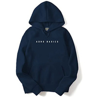 Adro Men's Cotton Neck Hooded Sweatshirt (H22-M-Ar2-Nb_Navy_L)