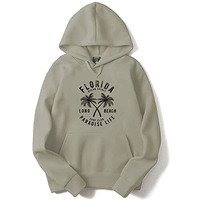Adro Men's Florida Paradise Life Printed Cotton Hooded Neck Hoodies Sweatshirts (H21-M-Fll-Ch_Beige_Xl)
