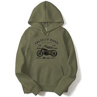 Adro Men's Cotton Neck Hooded Sweatshirt (H-M-Ame-Ol_Olive_M)