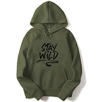 Adro Stay Wild Design Printed Hoodies/Sweatshirts For Men & Women (H20-M-Sww-Ol_Olive_M)