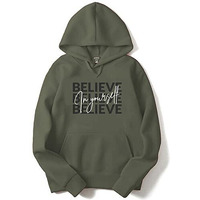 Adro Believe In Your Self Printed Hoodie/Sweatshirt For Men (H22-M-Inv-Ol_Olive_S)