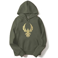 Adro Men's Cotton Neck Hooded Sweatshirt (H20-Gl-Eag-Ol_Olive_L)