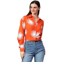 Kotty Women's Oversized Cotton Blend Shirt(Multicolor,L)