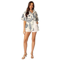Kotty Women's Oversized Printed Cotton Blend Shirt(Multicolour,Xl)