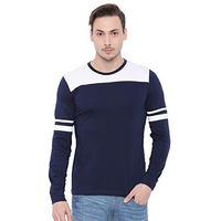 Adro Men's Full Sleeve Cotton Color Block T-Shirts (Fr2-4-Tip-Nb-2Xl_Navy Blue3_2Xl)