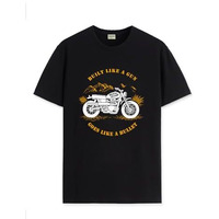 Adro Men's Royal Bike Design Printed 100% Cotton T-Shirt - Regular Fit, Printed T-Shirts For Men (Rn24-Ryl-Bl_Black_2Xl)