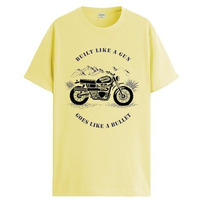 Adro Men's Royal Bike Design Printed 100% Cotton T-Shirt - Regular Fit, Printed T-Shirts For Men (Rn24-Ryl-Ly_Light Yellow_Xl)