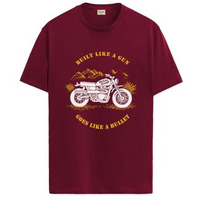 Adro Men's Royal Bike Design Printed 100% Cotton T-Shirt - Regular Fit, Printed T-Shirts For Men (Rn24-Ryl-Mr_Maroon_2Xl)