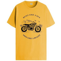 Adro Men's Royal Bike Design Printed 100% Cotton T-Shirt - Regular Fit, Printed T-Shirts For Men (Rn24-Ryl-Mu_Mustard_M)