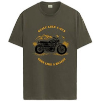 Adro Men's Royal Bike Design Printed 100% Cotton T-Shirt - Regular Fit, Printed T-Shirts For Men (Rn24-Ryl-Ol_Olive_2Xl)