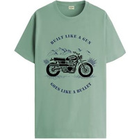 Adro Men's Royal Bike Design Printed 100% Cotton T-Shirt - Regular Fit, Printed T-Shirts For Men (Rn24-Ryl-Pt_Pista_2Xl)