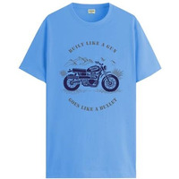 Adro Men's Royal Bike Design Printed 100% Cotton T-Shirt - Regular Fit, Printed T-Shirts For Men (Rn24-Ryl-Sk_Sky Blue_M)
