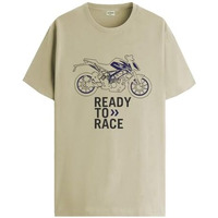 Adro Men's Biker Design Printed 100% Cotton T-Shirt - Regular Fit, Printed T-Shirts For Men (Rn24-Ktm-Be_Beige_M)