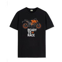 Adro Men's Biker Design Printed 100% Cotton T-Shirt - Regular Fit, Printed T-Shirts For Men (Rn24-Ktm-Bl_Black_2Xl)