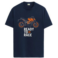 Adro Men's Biker Design Printed 100% Cotton T-Shirt - Regular Fit, Printed T-Shirts For Men (Rn24-Ktm-Nb_Navy_M)