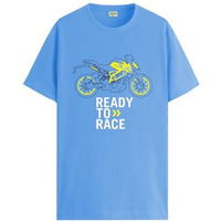 Adro Men's Biker Design Printed 100% Cotton T-Shirt - Regular Fit, Printed T-Shirts For Men (Rn24-Ktm-Sk_Sky Blue_L)