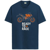Adro Men's Biker Design Printed 100% Cotton T-Shirt - Regular Fit, Printed T-Shirts For Men (Rn24-Ktm-Sb_Teal_S)