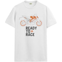 Adro Men's Biker Design Printed 100% Cotton T-Shirt - Regular Fit, Printed T-Shirts For Men (Rn24-Ktm-Wh_White_2Xl)