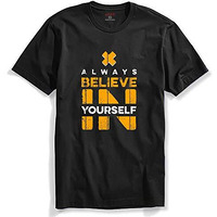 Adro Mens Believe In Your Self Printed T-Shirt (R22-M-Bel-Bl_Black_L)