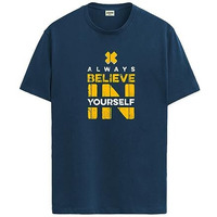 Adro Mens Believe In Your Self Printed T-Shirt (R22-M-Bel-Sb_Teal_M)