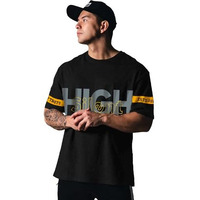 Eyebogler Men Round Neck Graphic Printed Elbow Sleeve Oversized T-Shirt