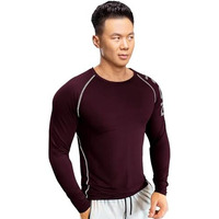 Eyebogler Men Round Neck Solid Full Sleeve Regualr Fit T-Shirt Wine Melange