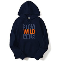 Adro Men's Cotton Neck Hooded Sweatshirt (H21-M-Wild-Nb_Navy_L)