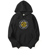 Adro Men's Cotton Neck Hooded Sweatshirt (H21-M-Bul-Bl_Black_L)