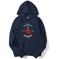 Adro Men's Cotton Neck Hooded Sweatshirt (H21-M-Box-Nb_Navy_M)