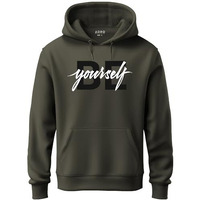 Adro Men's Cotton Neck Hooded Sweatshirt (H21-M-Byo-Ol_Olive_2Xl)