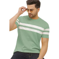 Lookmark Men's Stylish Lycra Blend Printed Striped Polo Tshirt (New-Mt08-S) Pista