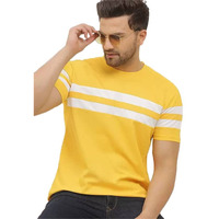Lookmark Men's Stylish Lycra Blend Printed Striped Polo Tshirt (New-Mt07-M) Yellow